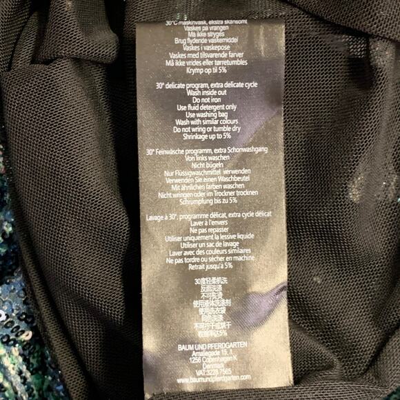 BAUM UND PFERDGARTEN Size M Navy Green Sequined Abstract Floral Cocktail Dress - Picture 7 of 7